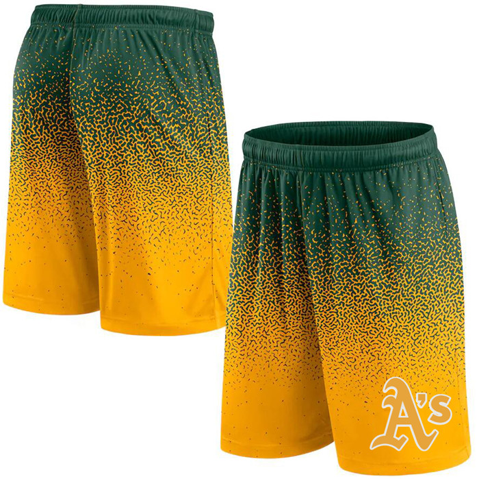 Men's Oakland Athletics Green/Yellow Ombre Shorts - Click Image to Close